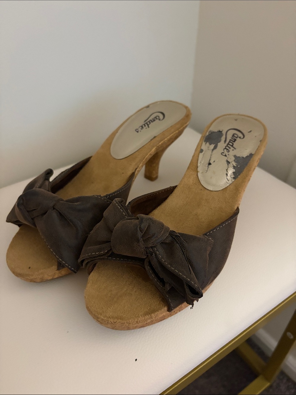 Candie's Dark Brown Knot Front Slide Heels